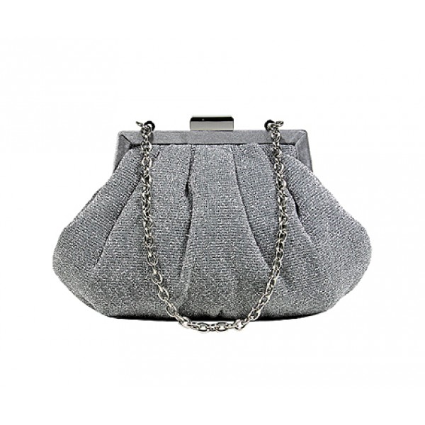 Evening Bag - Glittery Look Fabric - Silver - BG-92093S